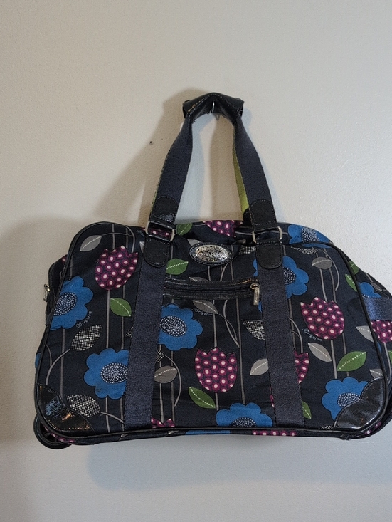 Brighton Handbags - Floral Print Weekend Tote Bag - Black/Blue/Purple